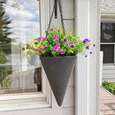 9pcs Artificial Flowers Outdoors, UV Resistant Plastic Flower Plants for Outdoor