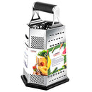 Kitchen Box Grater, Stainless Steel Grater - 6 Sides Stand Grater with Rubber Handle & Base