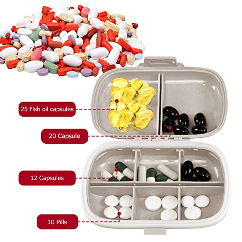 1Pack Travel Pill Organizer, 8 Compartments Portable Pill Case, Small Pill Box for Pocket