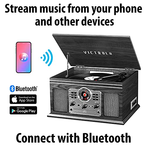6-in-1 Bluetooth Record Player & Multimedia Center with Built-in Speakers