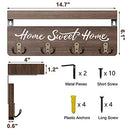 buways Wall-Mounted Key and Mail Holder, Wooden Key Rack with 4 Double Key Hooks, Rustic Home Decor for Entryway