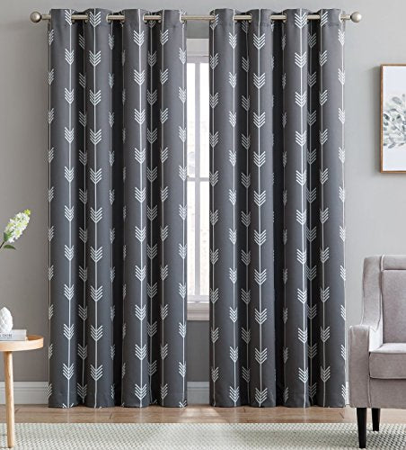 Arrow Printed Blackout Room Darkening Thermal Grommet Window Curtain Drape Panels