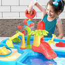 TEMI 4-in-1 Sand Water Table, 32PCS Sandbox Table with Beach Sand Water Toy
