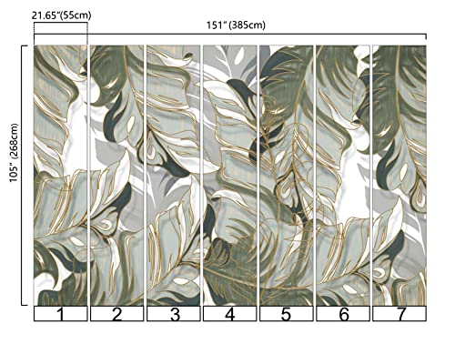 Wall Mural Hand-Painted Tropical Plants Leaves Lines Light Luxury Wallpaper (Not Self-Adhesive)