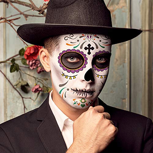 Halloween Makeup Tattoos for Adults, 10 Sheets Floral Rose Party Costume Stickers
