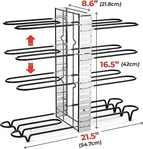 Pot and Pan Organizer for Cabinet - Adjustable 8 Tiers Pots and Pans Organizer Under Cabinet