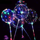 6 PACKS LED Light Up BoBo Balloons with Stick,3 Levels Flashing LED String Lights,
