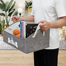 Dog Toy Box, Large Dog Toys Storage with Handle, Fabric Trapezoid Dog Toy Bin