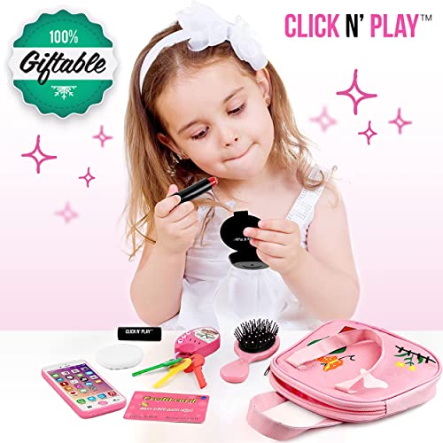 Purse Toy for Girls 2-3 Years Old, Handbag with 8 Pieces including Makeup,  Pink