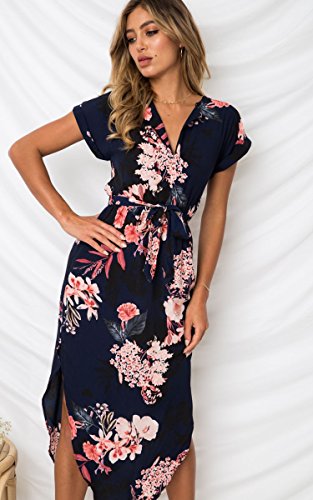 Womens Dresses Summer Casual V-Neck Floral Print Dress