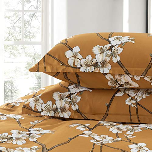 Almond Tree Blossom Floral Duvet Cover  3pc Bedding Set