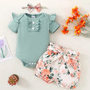 Newborn Baby Girl Clothes Romper Shorts Set Baby Girl Summer Outfits Baby Girl Stuff Gifts Cute Baby Girls' Clothing Green 3-6 Months Girl Clothes