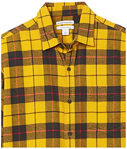 Men's Long-Sleeve Flannel Shirt (Available in Plus Size), Yellow, Plaid, Large