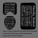 4PCS/Set Family Rules Black Shower Curtain, White Letters Inspirational Quotes