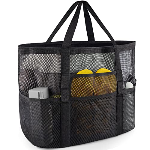 SRISE Mesh Beach Bag - Large Beach Tote Bag for Family Beach Bag for Toys & Vacation Essentials