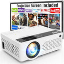 Projector 7500 Lumens with 100" Projector Screen, 1080P Full HD Supported Portable Projector