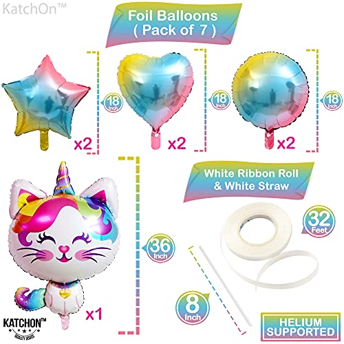 Big, 36 Inch Caticorn Balloon Set - Caticorn Party Supplies, Pack of 7