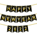 Shiny, Gold Happy New Year Banner - Large 10 Feet, No DIY | NYE Decorations