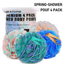 Shower Loofah Bath Sponge 75g - 4 Pack Large Soft Nylon Mesh Puff for Body Wash