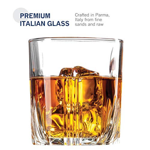 7-Piece Italian Crafted Glass Decanter & Whisky Glasses Set,6 Exquisite Cocktail Glasses