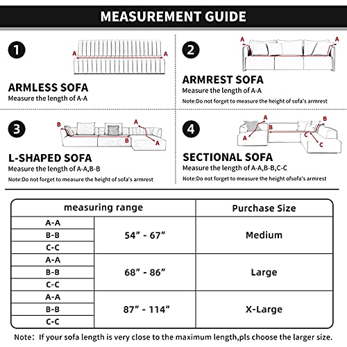 3 Seat Couch Cover Stretch Sofa Covers for 3 Cushion Couch Fit Sitting Width Between 68" to 86"(3 Seater, Grey)