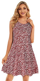 Red Dresses for Women Summer Beach Sleeveless Sundress Pockets
