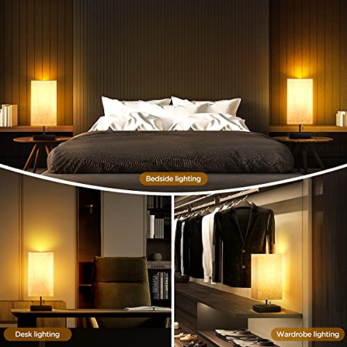 Bedside Table Lamp - Minimalist Nightstand Lamps with 2 USB Charing Ports