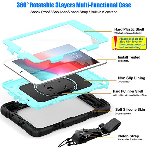 SEYMAC stock Case for iPad Mini 5/4, Full-Body Protective Case with 360 Degrees