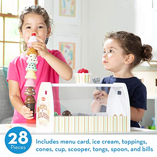 Wooden Scoop and Serve Ice Cream Counter (28 pcs) - Play Food and Accessories