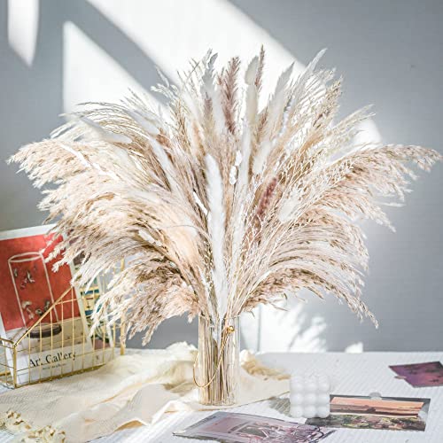 86PCS Natural Dried Pampas Grass Bouquet,Boho Home Decor for Wedding