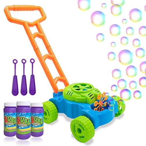 Bubble Lawn Mower for Toddlers, Kids Bubble Blower Maker Machine