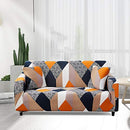 Stretch Sofa Covers Printed Couch Cover Sofa Slipcovers for 3 Cushion Couches Elastic Universal Furniture Protector with 1 Pillowcase (Large, Grey Geometry)
