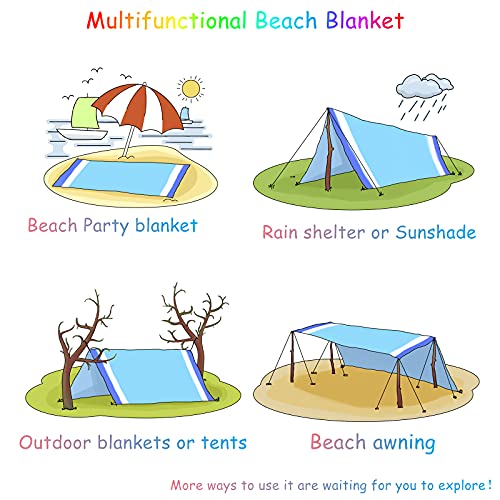 Beach Blanket 78''×81'' 4-7 Adults Oversized Lightweight Waterproof Sandproof Beach