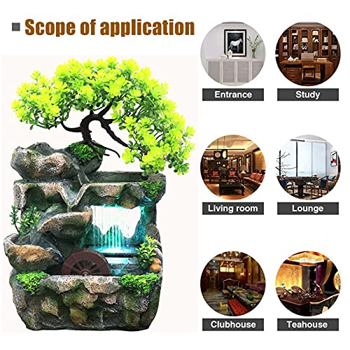 AMAVIP Rockery Stream Tabletop Fountain, Zen Meditation Indoor Waterfall Feature with Automatic Pump, for Home Office Bedroom Desk Decoration (Style 2)