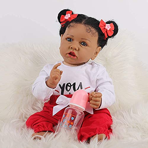 Lifelike Reborn Baby Dolls with Soft Body African American Realistic Girl Doll