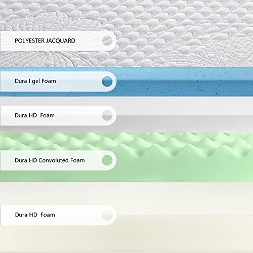 PrimaSleep 10 Inch Wave Gel Infused Memory Foam Mattress,Gray (Twin)