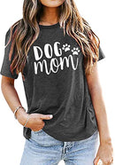Dog Mom Tshirts for Women Funny Dog Paw Graphic Print Short Sleeve