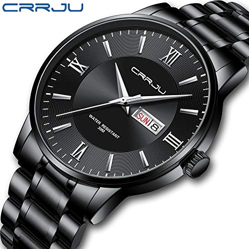 Men's Waterproof Quartz ,Elegant Watches,Black Stainless Steel