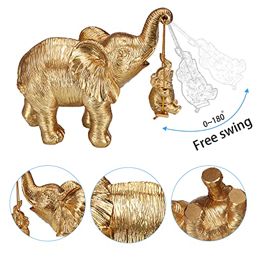 ZJ Whoest Elephant Statue. Gold Elephant Decor Brings Good Luck, Health, Strength. Elephant Gifts for Women, Mom Gifts. Decorations Applicable Home, Office, Bookshelf TV Stand, Shelf, Living Room