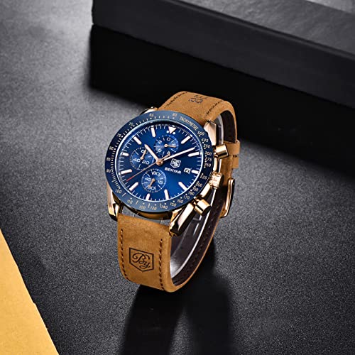 Classic Fashion Elegant Chronograph Watch Casual Sport Leather Band Mens Watches