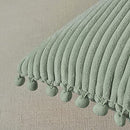 Pack of 2 Sage Green Lumbar Decorative Throw Pillow Covers with Pom-poms