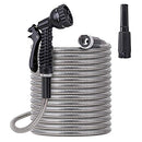 Metal Water Hose 100 ft - Stainless Steel Water Hose with 2 Nozzles, Lightweight,