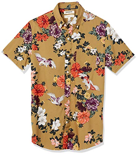 Men's Slim-Fit Short-Sleeve Poplin Shirt, Abstract Floral Print, X-Large