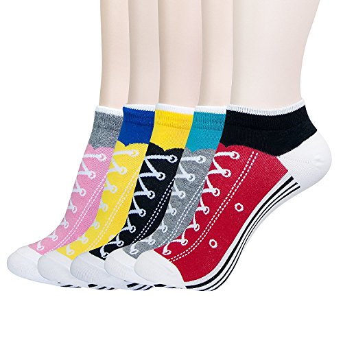 Women’s 5 Pack Lightweight Cotton (86%) Novelty Low Cut Socks