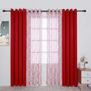 Mix and Match Curtains - 2 Pieces Branch Print Sheer Curtains and 2 Pieces Blackout