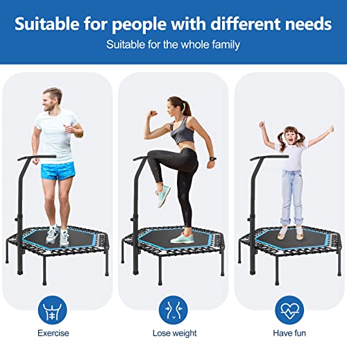 50’’ Trampoline with 5 Levels Adjustable Handle Bar for Adults Kids Max Dynamic Load 330lbs