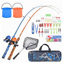 Kids Fishing Pole Set with Full Starter Kits 2 Set Portable Telescopic Fishing Rod