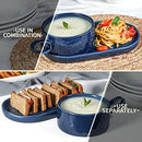 Ceramic Soup and Sandwich Plate Combo, 16 oz Soup Bowls/Mugs/Cups with Handles & 9.85-inch Oval Bread Plates, Soup and Cracker/Side Bowls Set