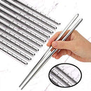 5 Pairs Premium Reusable Metal Stainless Steel Chopsticks Dishwasher Safe