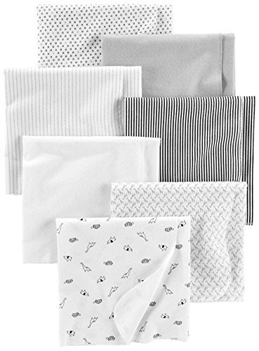 Carter's Unisex Babies' Flannel Receiving Blankets, Pack of 7, One Size